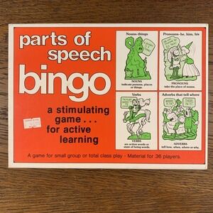 VTG 1976 Trend Parts of Speech Bingo Game Complete Open Box Cards Markers Board